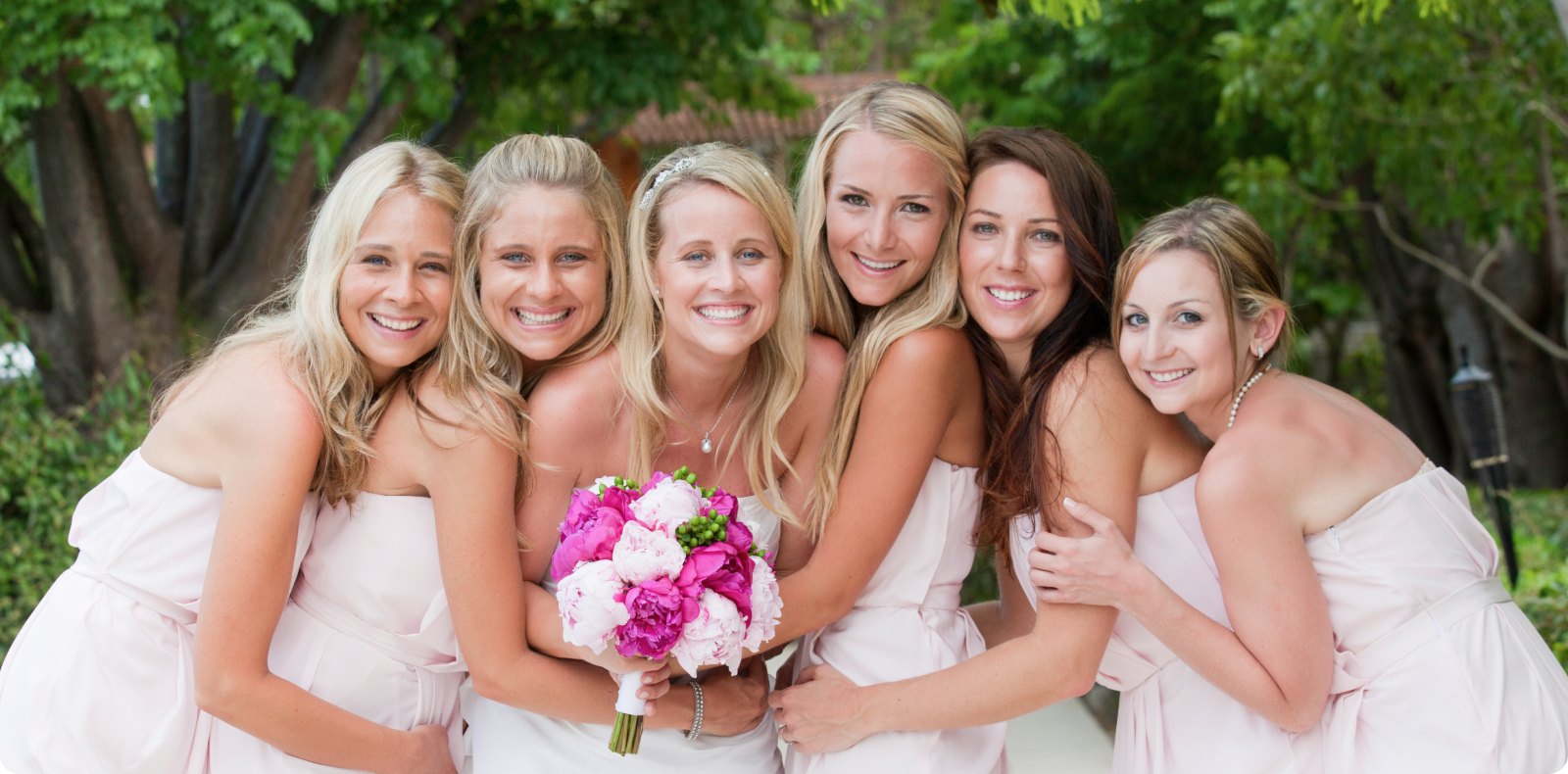 Bridesmaids with bouquets in Turks & Caicos