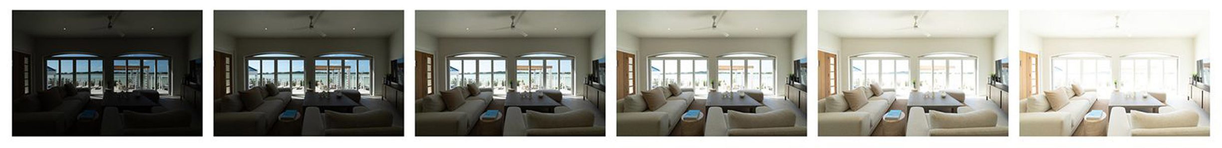 The exposure sequence, dark to bright, that builds one HDR image