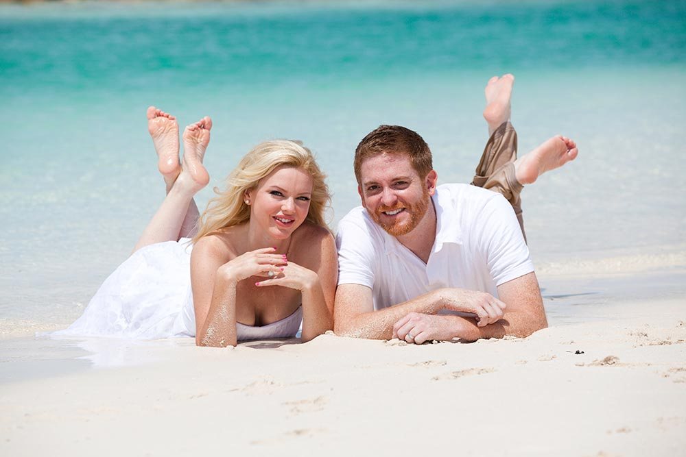 Honeymoon couple on the beach in Turks and Caicos
